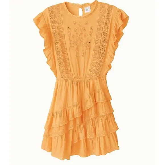 Aritzia's Sunday Best Womens Cottagecore Orange Harriet Ruffle Mini Dress Size 2 - Picture 2 of 9
